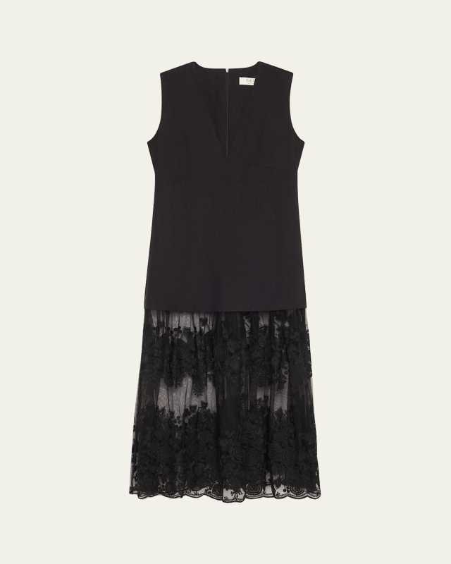 Arielle Lace V-Neck Midi Dress